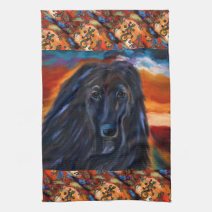 Afghaanse windhond Kokopelli kunstschilderij Theedoek
