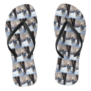 Afghaanse Windhond Laat het Sneeuwen Kerstmis Teenslippers