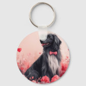 Afghaanse windhond met rozen - Valentijnsdag Sleutelhanger (Achterkant)