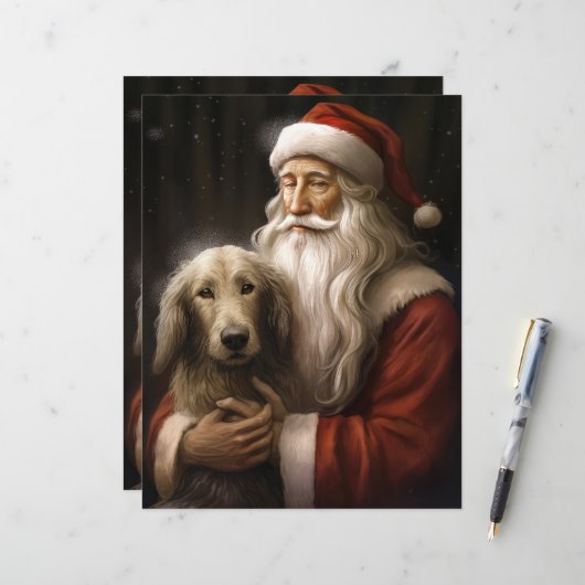 Afghaanse windhond met Sinterklaas Festive Kerstmi (Voorkant / Achterkant in situ)
