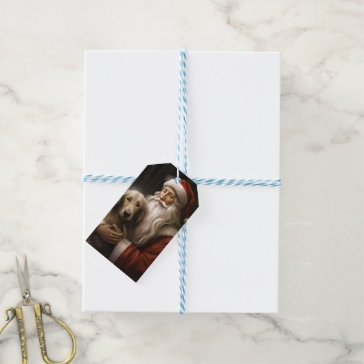 Afghaanse windhond met Sinterklaas Festive Kerstmi Cadeaulabel (Met Touw)