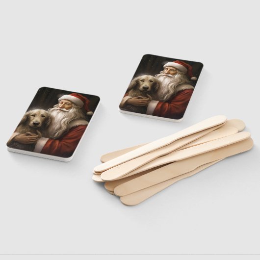 Afghaanse windhond met Sinterklaas Festive Kerstmi Handwaaier (Niet-gemonteerd)