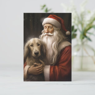 Afghaanse windhond met Sinterklaas Festive Kerstmi Kaart
