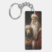 Afghaanse windhond met Sinterklaas Festive Kerstmi Sleutelhanger (Voorkant Links)