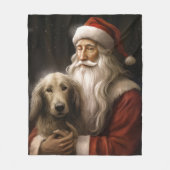 Afghaanse windhond met Sinterklaas Kerstmis Fleece Deken (Voorkant)