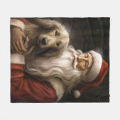Afghaanse windhond met Sinterklaas Kerstmis Fleece Deken (Voorkant (Horizontaal))