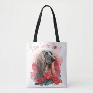 Afghaanse Windhond Moeder Bloemenprint Tote Bag