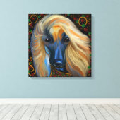 Afghaanse windhond op canvas afdruk (Insitu (Houten vloer))