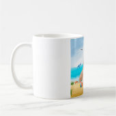 Afghaanse windhond op het strand koffiemok (Links)
