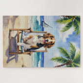 Afghaanse windhond op het strand legpuzzel (Horizontaal)