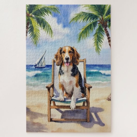 Afghaanse windhond op het strand legpuzzel (Verticaal)