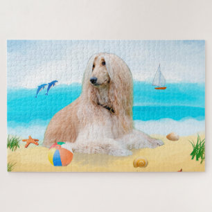 Afghaanse windhond op het strand legpuzzel