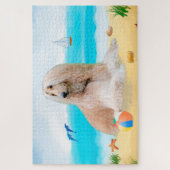 Afghaanse windhond op het strand legpuzzel (Verticaal)