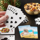 Afghaanse windhond op het strand pokerkaarten (Insitu)