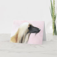 Afghaanse windhond profiel hond kunst wenskaart 5x