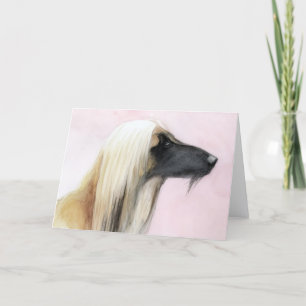 Afghaanse windhond profiel hond kunst wenskaart 5x feestdagen kaart