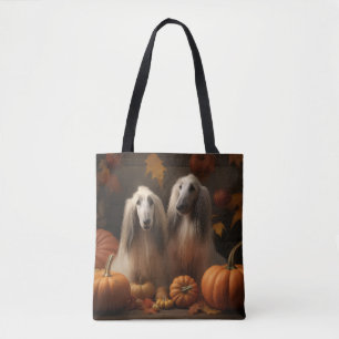 Afghaanse windhond Puppy Autumn Delight Pumpkin Tote Bag