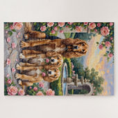 Afghaanse windhond rozentuin kunst legpuzzel (Horizontaal)