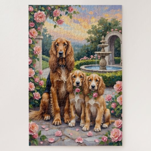 Afghaanse windhond rozentuin kunst legpuzzel (Verticaal)