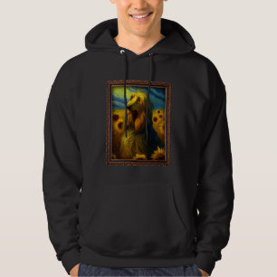 Afghaanse windhond Schildering Zonnebloem Bloem Mo Hoodie