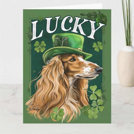 Afghaanse windhond St. Patrick's Day Kaart (Voorkant)