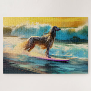 Afghaanse Windhond Strand Surfen Schilderij Legpuzzel