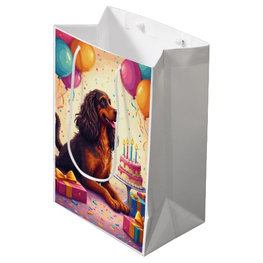 Afghaanse windhond verjaardagsfeest medium cadeauzakje (Voorkant Gekanteld)