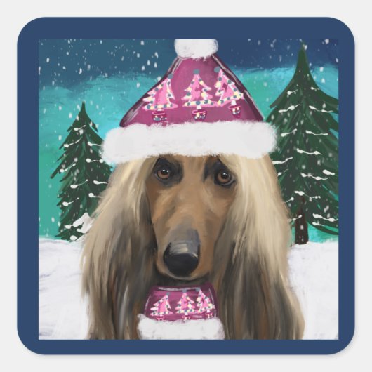 Afghaanse windhond vierkante sticker (Voorkant)