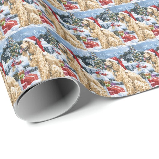 Afghaanse windhond winterwonderland Kerstvreugde  Cadeaupapier (Rol Hoek)