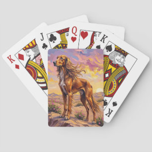 Afghaanse windhond Woestijn Zonsondergang Eleganti Pokerkaarten
