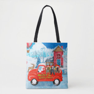 Afghaanse windhonden Hond in Kerst Bezorgwagen Sne Tote Bag