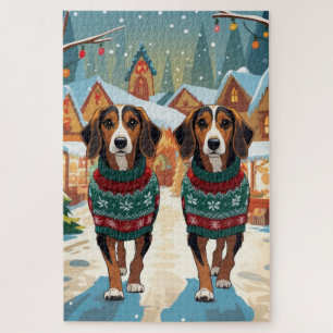 Afghaanse windhonden Kerst Sneeuw Vakantie Legpuzzel