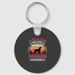 Afghaanse windhonden Retro zonsondergang Hondenlie Sleutelhanger