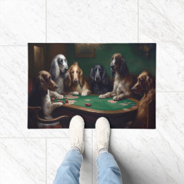 Afghaanse windhonden spelen poker kunst deurmat
