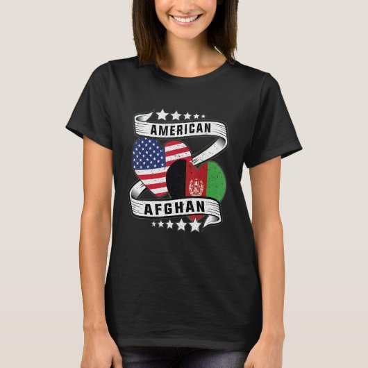Afghan American Half Afghan half American flag hea T-shirt (Voorkant)