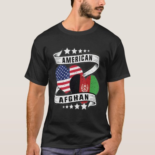 Afghan American Half Afghan half American flag hea T-shirt (Voorkant)