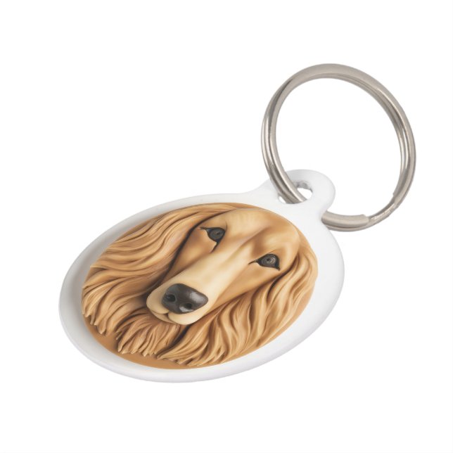 Afghan Hound 3D geïnspireerd Huisdierpenning (Zijkant)