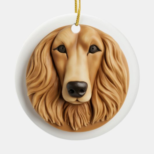 Afghan Hound 3D geïnspireerd Keramisch Ornament (Voorkant)