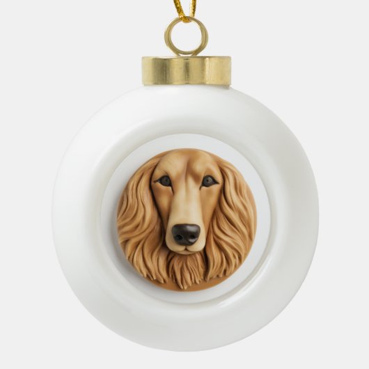 Afghan Hound 3D geïnspireerd Keramische Bal Ornament (Voorkant)