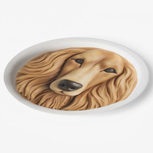 Afghan Hound 3D geïnspireerd Papieren Bordje (Gekanteld)