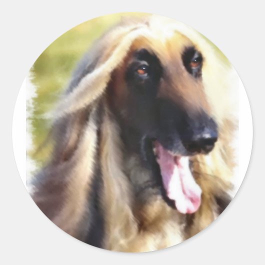 Afghan Hound Art Gifts Ronde Sticker (Voorkant)