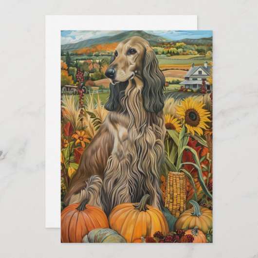 Afghan Hound Autumn Harvest Thanksgiving Dog Feestdagenkaart (Voorkant / Achterkant)