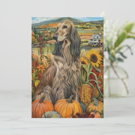 Afghan Hound Autumn Harvest Thanksgiving Dog Feestdagenkaart (Staand voorkant)