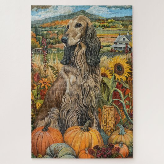 Afghan Hound Autumn Harvest Thanksgiving Dog Legpuzzel (Verticaal)
