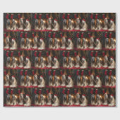 Afghan Hound bij de open haard Kerstmis Cadeaupapier (Vlak)