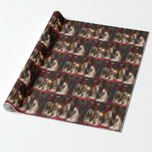 Afghan Hound bij de open haard Kerstmis Cadeaupapier