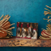 Afghan Hound bij de open haard Kerstmis Fotoplaat (Zijkant)