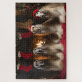 Afghan Hound bij de open haard Kerstmis Legpuzzel (Verticaal)