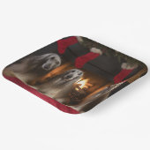 Afghan Hound bij de open haard Kerstmis Papieren Bordje (Gebogen)