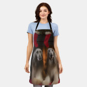 Afghan Hound bij de open haard Kerstmis Schort (Gedragen)